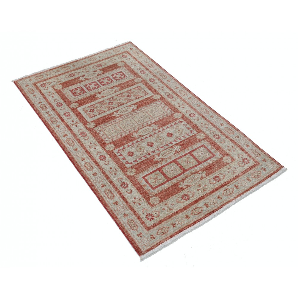 Hand Knotted Red, Ivory Wool Area Rug | Turkish Geometric Motif Accent Rug Hand Knotted Red, Ivory Wool Area Rug | Turkish Geometric Motif Accent Rug