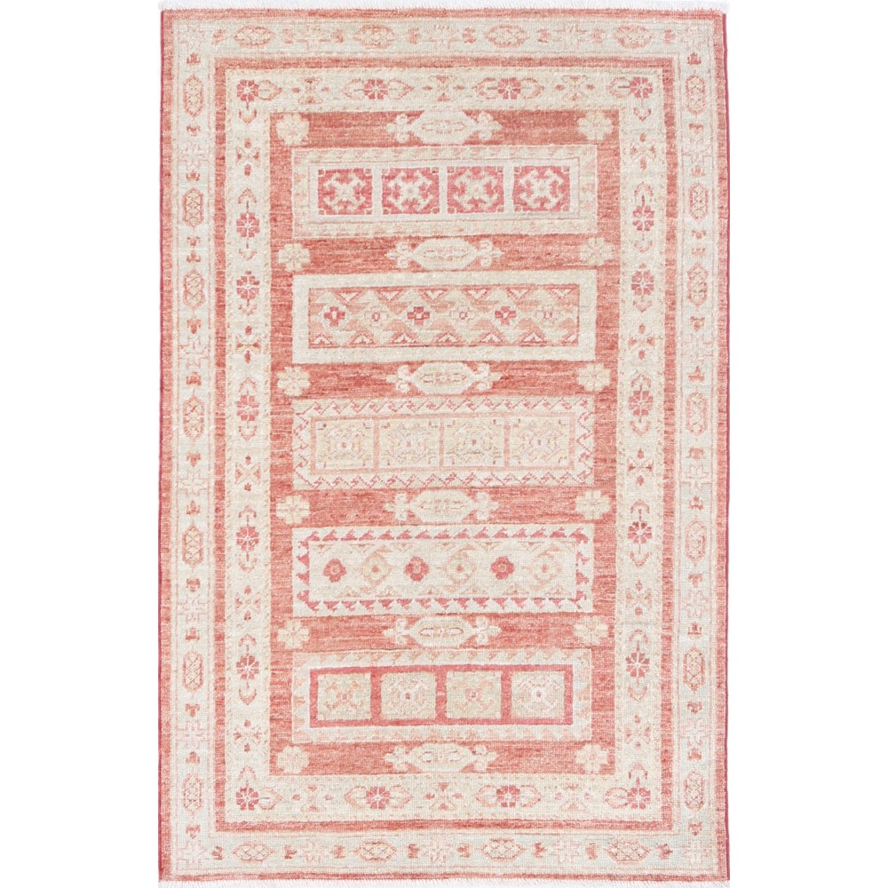 Hand Knotted Red, Ivory Wool Area Rug | Turkish Geometric Motif Accent Rug Hand Knotted Red, Ivory Wool Area Rug | Turkish Geometric Motif Accent Rug