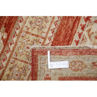 Hand Knotted Red, Ivory Wool Area Rug | Turkish Geometric Motif Accent Rug