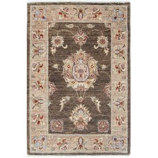 Brown Handknotted Accent Rug | Handmade Wool Rug for Bedroom and Entryway