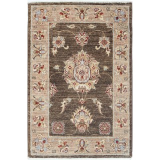 Brown Handknotted Accent Rug | Handmade Wool Rug for Bedroom and Entryway