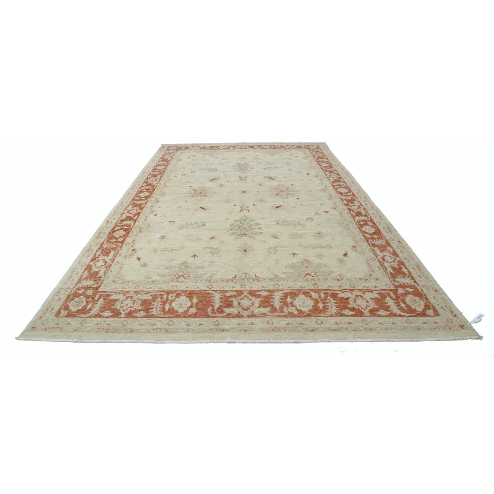 Hand Knotted Floral Large Area Rug with Beige Field and Red Border | Traditional Oushak Wool Carpet Hand Knotted Floral Large Area Rug with Beige Field and Red Border | Traditional Oushak Wool Carpet