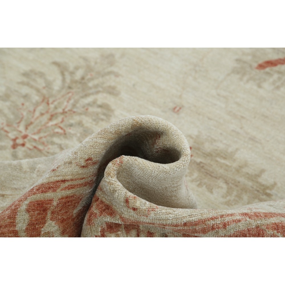 Hand Knotted Floral Large Area Rug with Beige Field and Red Border | Traditional Oushak Wool Carpet Hand Knotted Floral Large Area Rug with Beige Field and Red Border | Traditional Oushak Wool Carpet