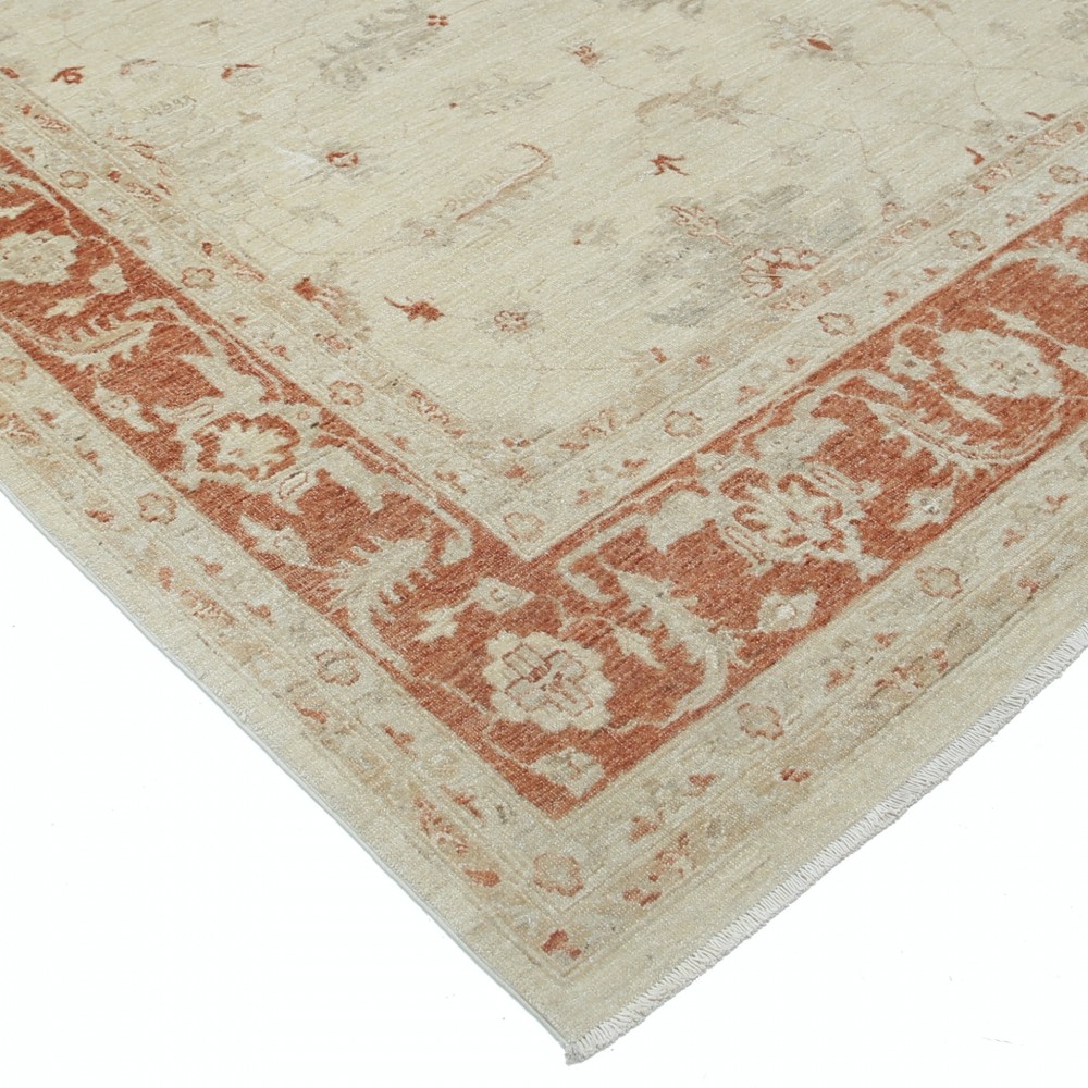 Hand Knotted Floral Large Area Rug with Beige Field and Red Border | Traditional Oushak Wool Carpet Hand Knotted Floral Large Area Rug with Beige Field and Red Border | Traditional Oushak Wool Carpet