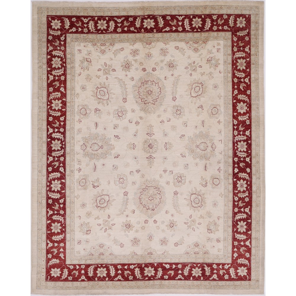 Hand Knotted Floral Rug, Ivory and Red Wool Area Rug, Traditional Border Carpet Hand Knotted Floral Rug, Ivory and Red Wool Area Rug, Traditional Border Carpet