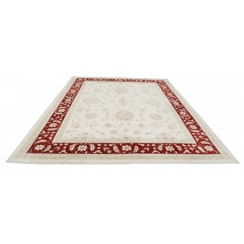 Hand Knotted Floral Rug, Ivory and Red Wool Area Rug, Traditional Border Carpet Hand Knotted Floral Rug, Ivory and Red Wool Area Rug, Traditional Border Carpet