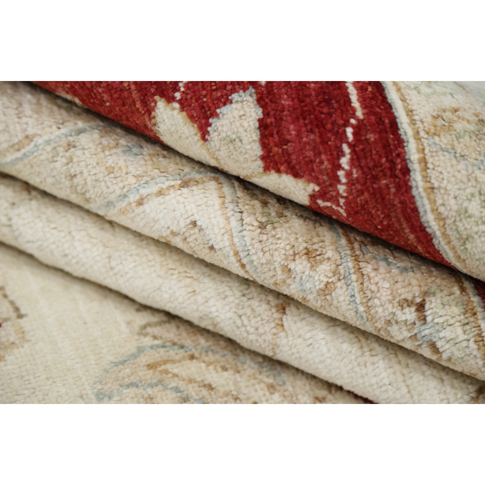 Hand Knotted Floral Rug, Ivory and Red Wool Area Rug, Traditional Border Carpet Hand Knotted Floral Rug, Ivory and Red Wool Area Rug, Traditional Border Carpet