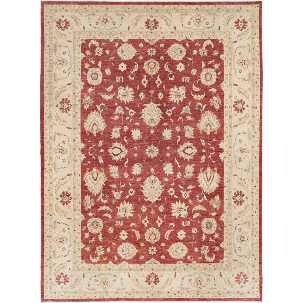 Hand Knotted Floral Turkish Area Rug with Red Field and Ivory Border | Wool Carpet for Home Decor Hand Knotted Floral Turkish Area Rug with Red Field and Ivory Border | Wool Carpet for Home Decor