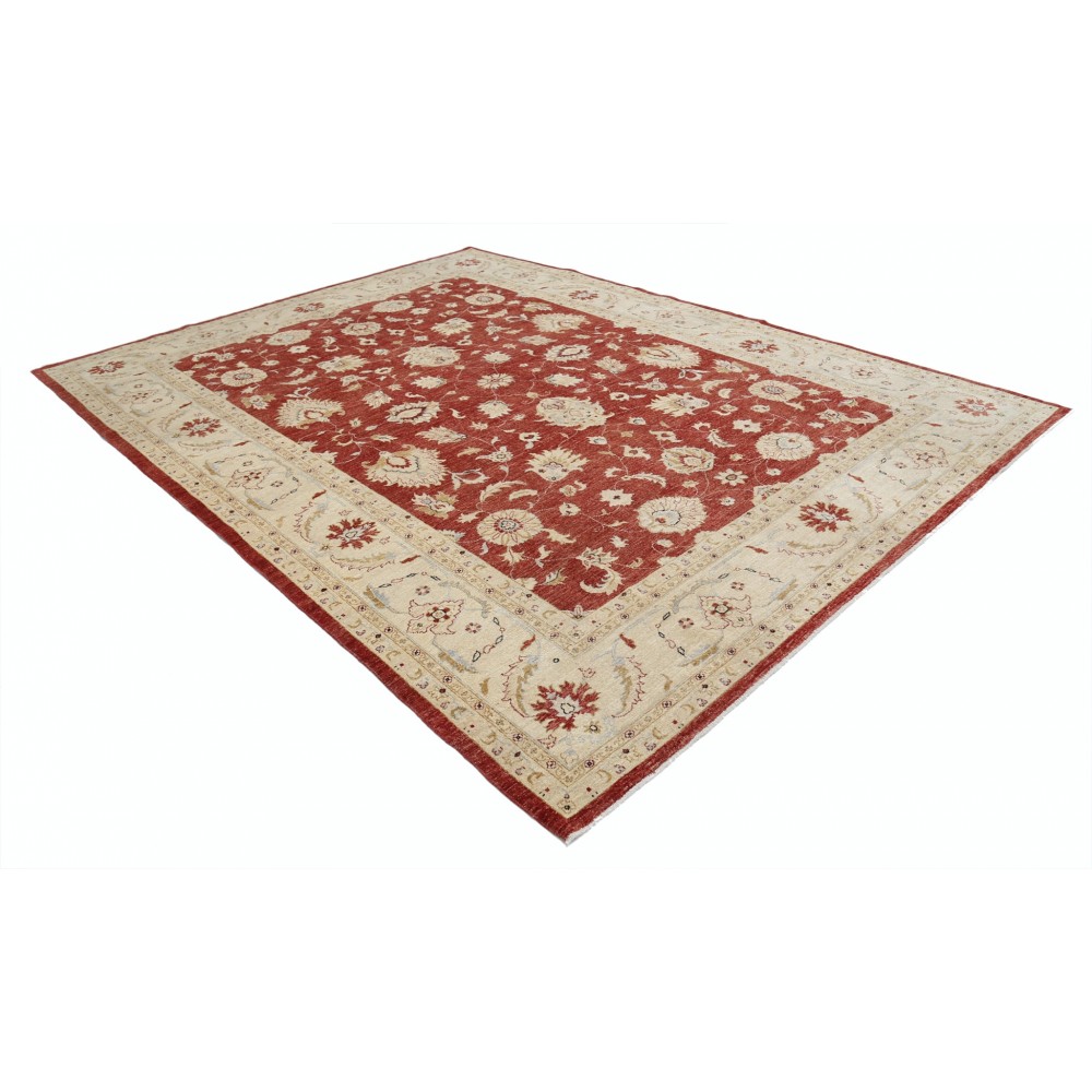 Hand Knotted Floral Turkish Area Rug with Red Field and Ivory Border | Wool Carpet for Home Decor Hand Knotted Floral Turkish Area Rug with Red Field and Ivory Border | Wool Carpet for Home Decor