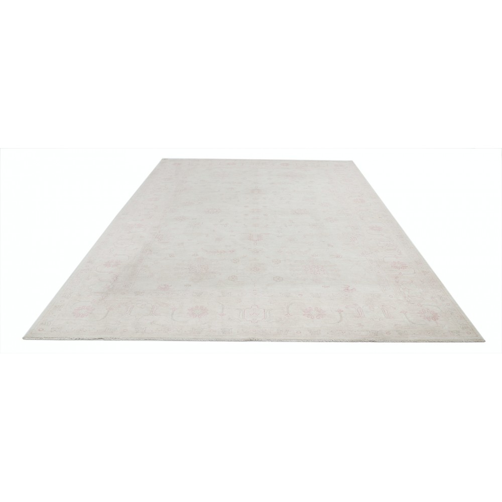 Hand Knotted Large Area Rug for Living Room | Traditional Beige Carpet with Blush Pink Flower Motifs Hand Knotted Large Area Rug for Living Room | Traditional Beige Carpet with Blush Pink Flower Motifs
