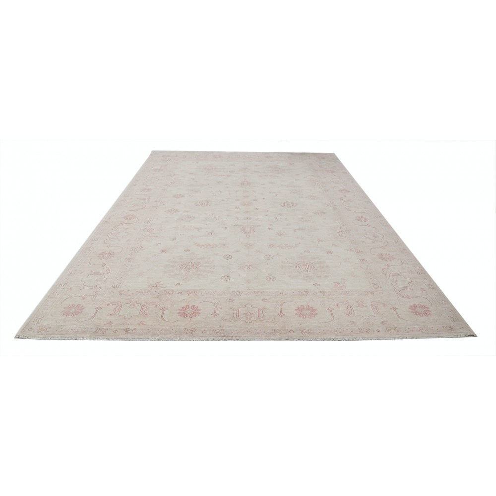 Hand Knotted Large Area Rug for Living Room | Traditional Beige Carpet with Blush Pink Flower Motifs Hand Knotted Large Area Rug for Living Room | Traditional Beige Carpet with Blush Pink Flower Motifs