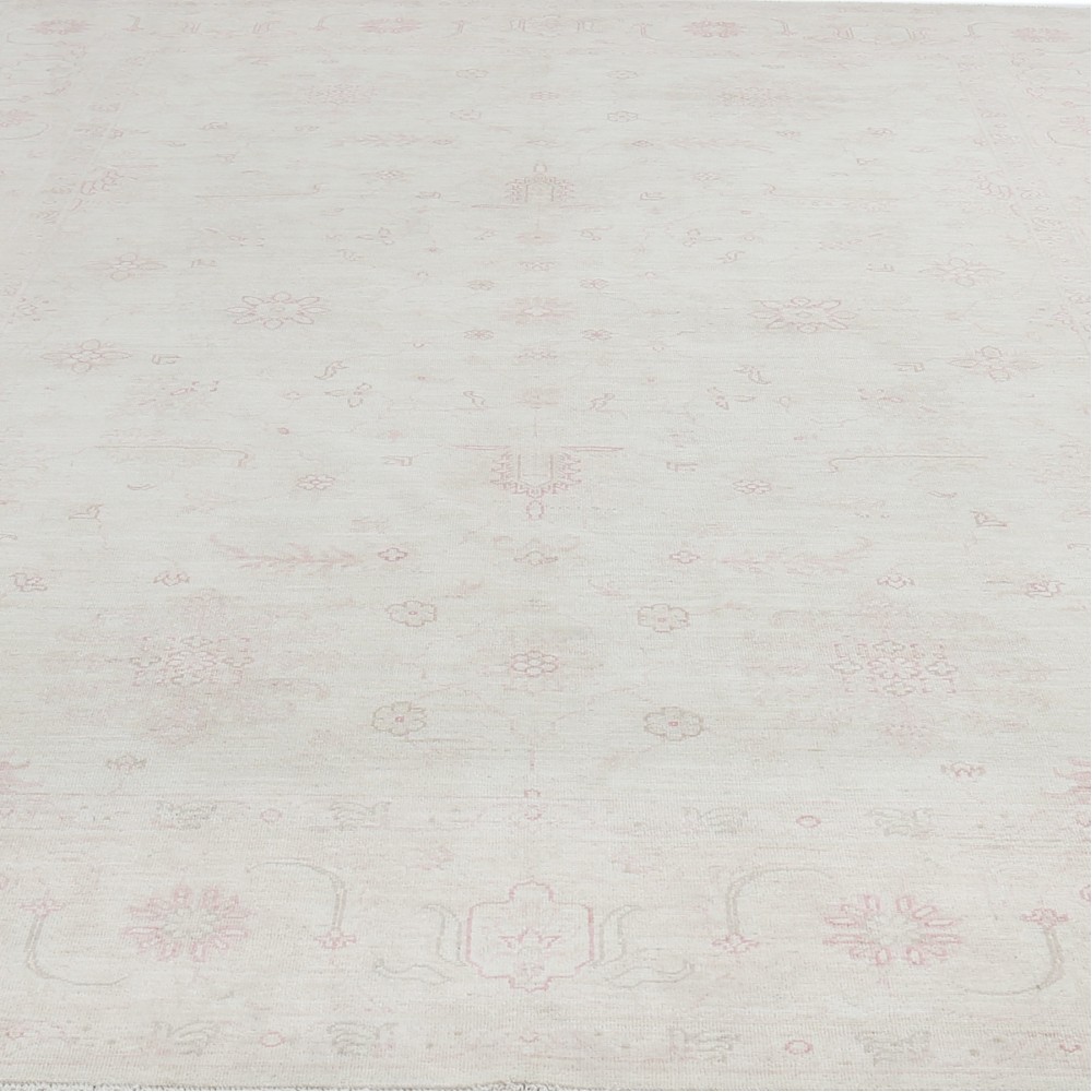 Hand Knotted Large Area Rug for Living Room | Traditional Beige Carpet with Blush Pink Flower Motifs Hand Knotted Large Area Rug for Living Room | Traditional Beige Carpet with Blush Pink Flower Motifs