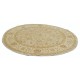 Hand Knotted Round Wool Rug | Beige Oushak Style Carpet with Soft Floral Medallion Pattern Hand Knotted Round Wool Rug | Beige Oushak Style Carpet with Soft Floral Medallion Pattern