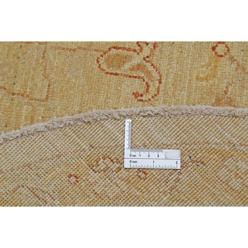 Hand Knotted Round Wool Rug | Beige Oushak Style Carpet with Soft Floral Medallion Pattern Hand Knotted Round Wool Rug | Beige Oushak Style Carpet with Soft Floral Medallion Pattern