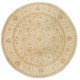 Hand Knotted Round Wool Rug | Beige Oushak Style Carpet with Soft Floral Medallion Pattern Hand Knotted Round Wool Rug | Beige Oushak Style Carpet with Soft Floral Medallion Pattern