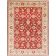 Hand Knotted Floral Area Rug with Red Field and Ivory Border | Traditional Oushak Wool Carpet Hand Knotted Floral Area Rug with Red Field and Ivory Border | Traditional Oushak Wool Carpet