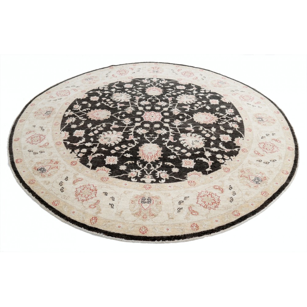 Hand Knotted Round Area Rug for Living Room Decor | Black Wool Carpet for Bedroom and Dining Room Hand Knotted Round Area Rug for Living Room Decor | Black Wool Carpet for Bedroom and Dining Room