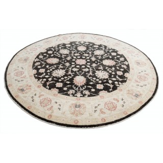 Hand Knotted Round Area Rug for Living Room Decor | Black Wool Carpet for Bedroom and Dining Room