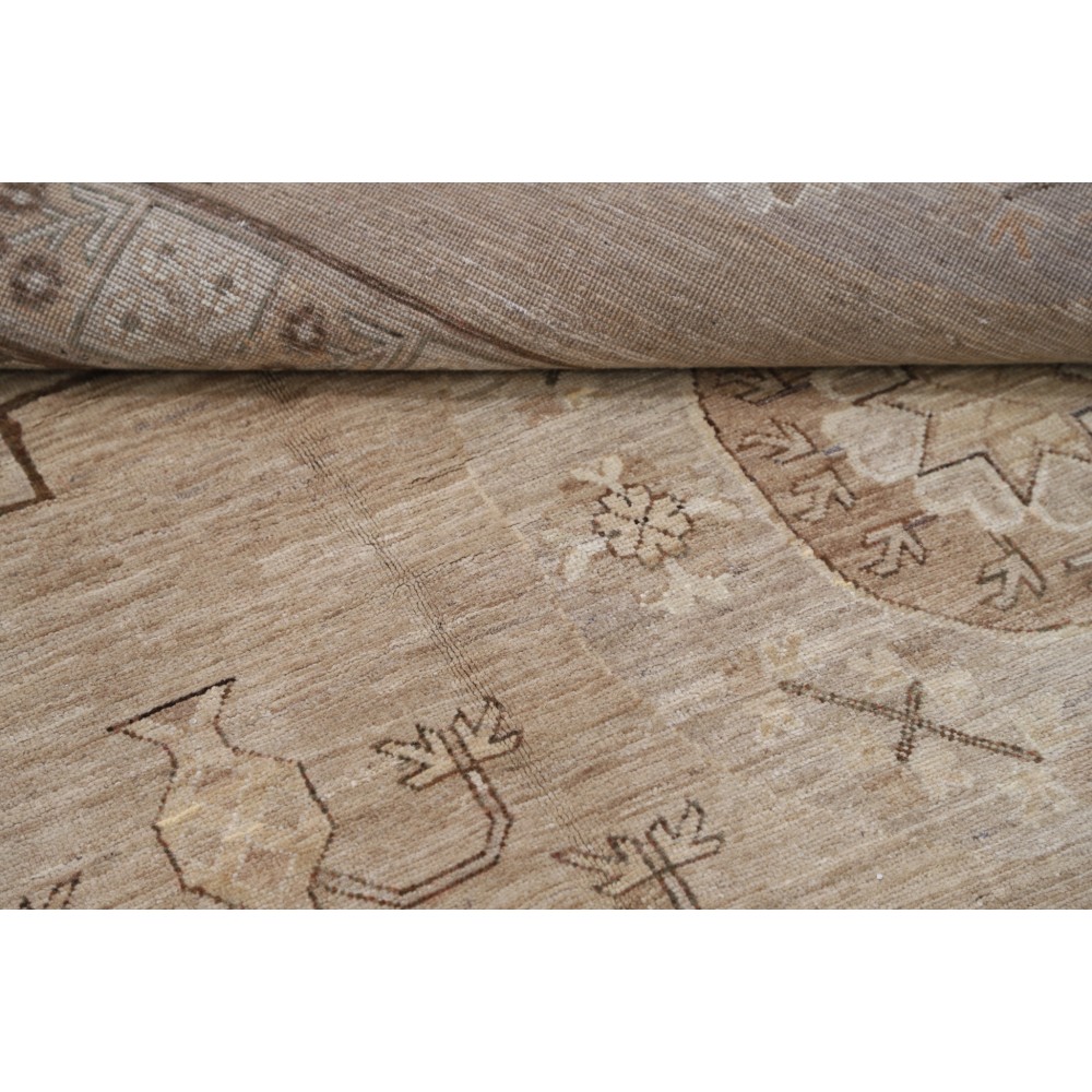 Hand Knotted Beige and Brown Wool Area Rug | Turkish Tribal Geometric Design Carpet Hand Knotted Beige and Brown Wool Area Rug | Turkish Tribal Geometric Design Carpet