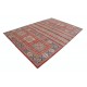 Hand Knotted Tribal Area Rug, Red and Blue Wool Area Rug, Geometric Striped Carpet Hand Knotted Tribal Area Rug, Red and Blue Wool Area Rug, Geometric Striped Carpet