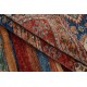 Hand Knotted Tribal Area Rug, Red and Blue Wool Area Rug, Geometric Striped Carpet Hand Knotted Tribal Area Rug, Red and Blue Wool Area Rug, Geometric Striped Carpet