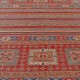 Hand Knotted Tribal Area Rug, Red and Blue Wool Area Rug, Geometric Striped Carpet Hand Knotted Tribal Area Rug, Red and Blue Wool Area Rug, Geometric Striped Carpet