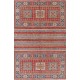 Hand Knotted Tribal Area Rug, Red and Blue Wool Area Rug, Geometric Striped Carpet Hand Knotted Tribal Area Rug, Red and Blue Wool Area Rug, Geometric Striped Carpet