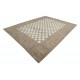 Hand Knotted Brown and Ivory Wool Area Rug | Checkered Geometric Design Carpet