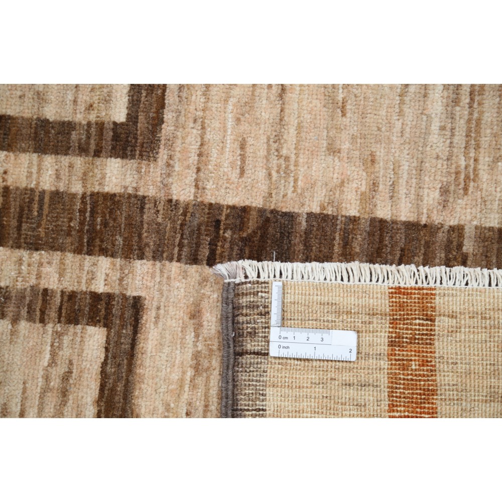 Hand Knotted Brown and Ivory Wool Area Rug | Geometric Abstract Small Rug Hand Knotted Brown and Ivory Wool Area Rug | Geometric Abstract Small Rug