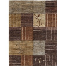 Hand Knotted Brown, Beige and Gray Wool Area Rug | Abstract Botanical Geometric Design Carpet