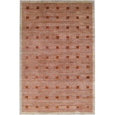 Hand Knotted Beige and Red Wool Area Rug | Woven Geometric Design Carpet