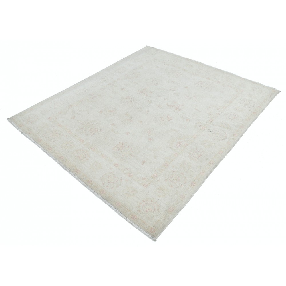 Hand Knotted Beige Wool Oushak Area Rug with All-Over Floral Design Hand Knotted Beige Wool Oushak Area Rug with All-Over Floral Design