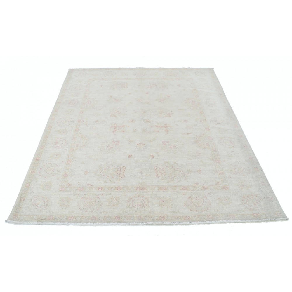 Hand Knotted Beige Wool Oushak Area Rug with All-Over Floral Design Hand Knotted Beige Wool Oushak Area Rug with All-Over Floral Design