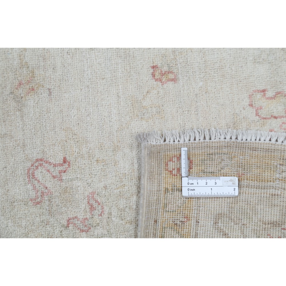 Hand Knotted Beige Wool Oushak Area Rug with All-Over Floral Design Hand Knotted Beige Wool Oushak Area Rug with All-Over Floral Design
