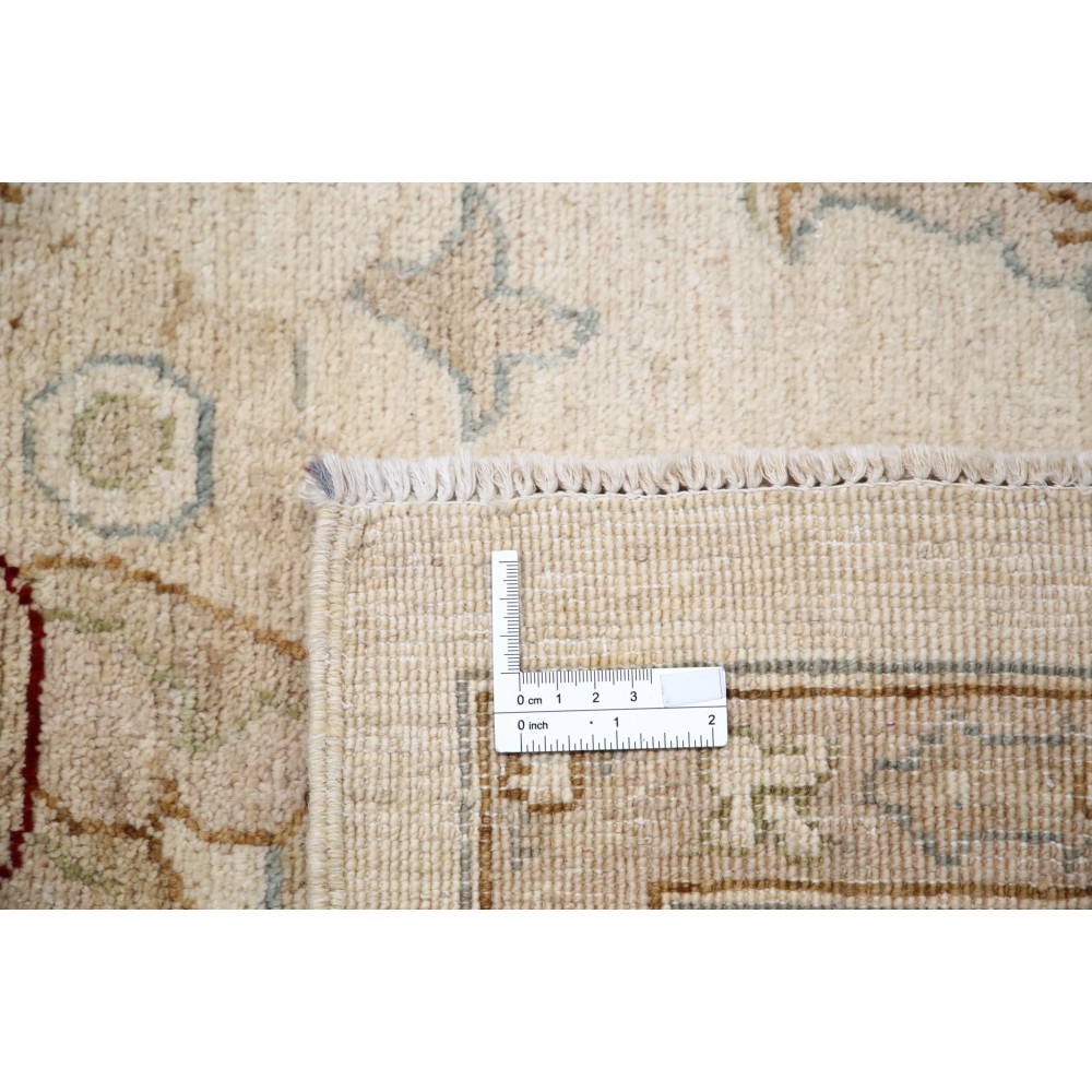 Hand Knotted Large Wool Area Rug with Beige Field and Red Border | Floral Oushak Carpet Hand Knotted Large Wool Area Rug with Beige Field and Red Border | Floral Oushak Carpet