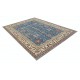 Hand Knotted Floral Area Rug with Blue Field and Beige Border | Traditional Oushak Wool Carpet Hand Knotted Floral Area Rug with Blue Field and Beige Border | Traditional Oushak Wool Carpet