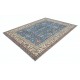 Hand Knotted Floral Area Rug with Blue Field and Beige Border | Traditional Oushak Wool Carpet Hand Knotted Floral Area Rug with Blue Field and Beige Border | Traditional Oushak Wool Carpet