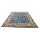 Hand Knotted Floral Area Rug with Blue Field and Beige Border | Traditional Oushak Wool Carpet Hand Knotted Floral Area Rug with Blue Field and Beige Border | Traditional Oushak Wool Carpet