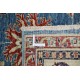 Hand Knotted Floral Area Rug with Blue Field and Beige Border | Traditional Oushak Wool Carpet Hand Knotted Floral Area Rug with Blue Field and Beige Border | Traditional Oushak Wool Carpet