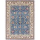 Hand Knotted Floral Area Rug with Blue Field and Beige Border | Traditional Oushak Wool Carpet Hand Knotted Floral Area Rug with Blue Field and Beige Border | Traditional Oushak Wool Carpet