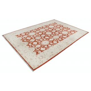 Hand Knotted Red and Ivory Wool Area Rug | Turkish Floral Design Carpet