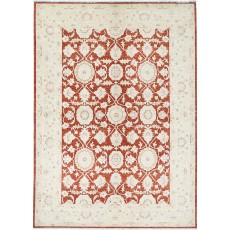 Hand Knotted Red and Ivory Wool Area Rug | Turkish Floral Design Carpet