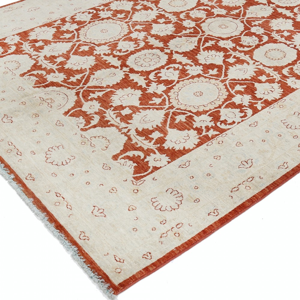Hand Knotted Red and Ivory Wool Area Rug | Turkish Floral Design Carpet Hand Knotted Red and Ivory Wool Area Rug | Turkish Floral Design Carpet