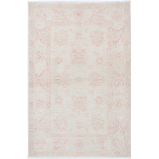 Hand Knotted Beige Rug with Red Floral Design | Decorative Accent Rug | 100% Wool
