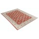 Hand Knotted Floral Area Rug with Red Field and Ivory Border | Turkish Oushak Wool Carpet Hand Knotted Floral Area Rug with Red Field and Ivory Border | Turkish Oushak Wool Carpet