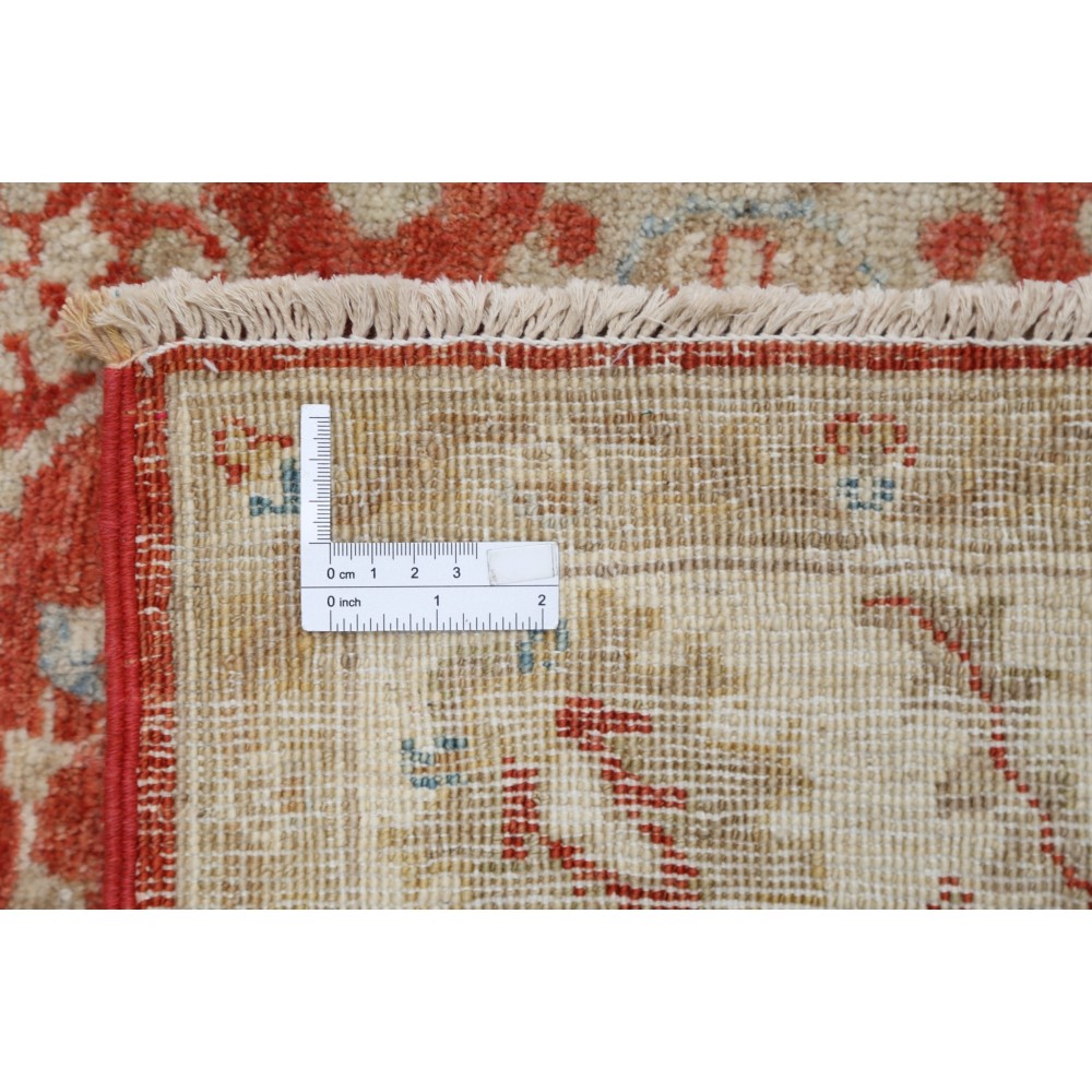 Hand Knotted Floral Area Rug with Red Field and Ivory Border | Turkish Oushak Wool Carpet Hand Knotted Floral Area Rug with Red Field and Ivory Border | Turkish Oushak Wool Carpet
