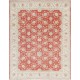 Hand Knotted Floral Area Rug with Red Field and Ivory Border | Turkish Oushak Wool Carpet Hand Knotted Floral Area Rug with Red Field and Ivory Border | Turkish Oushak Wool Carpet