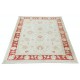 Hand Knotted Floral Turkish Area Rug with Beige Field and Red Border | Wool Carpet for Home Decor Hand Knotted Floral Turkish Area Rug with Beige Field and Red Border | Wool Carpet for Home Decor
