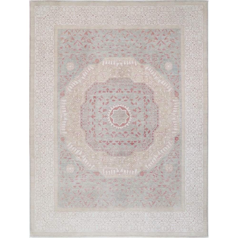 Hand Knotted Large Area Rug for Living Room Decor | Soft-Toned Wool Carpet