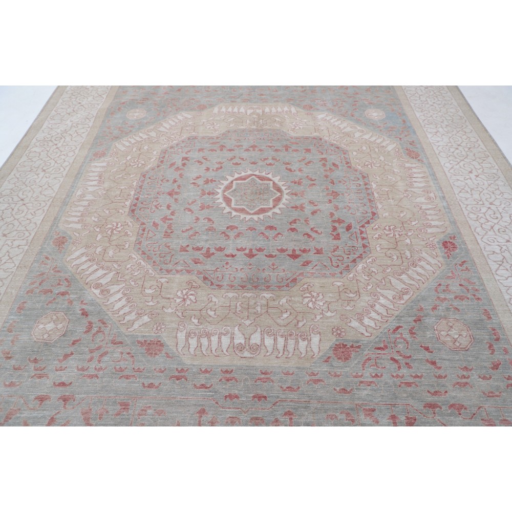 Hand Knotted Large Area Rug for Living Room Decor | Soft-Toned Wool Carpet